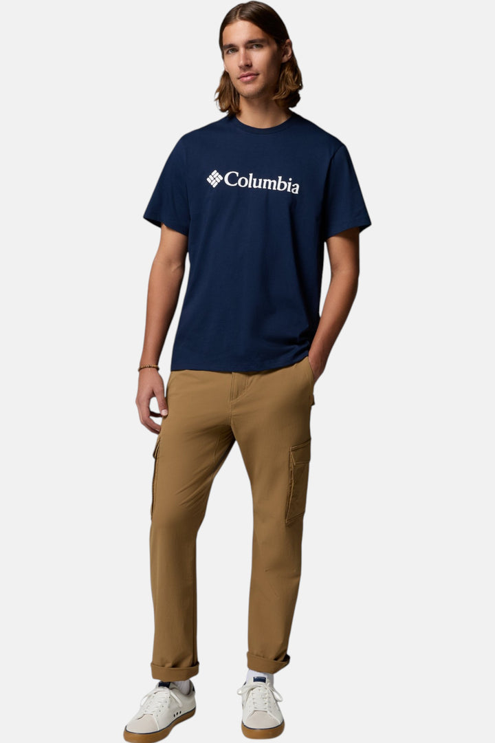 Men's collegiate navy T-shirt with Columbia chest logo