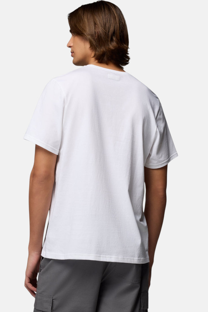 White Columbia CSC basic tee with short sleeves and crew neck, back view