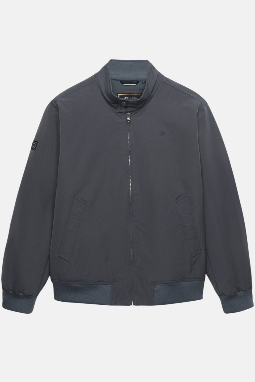 Superdry padded harrington jacket in dark slate blue, zip front, ribbed cuffs, side pockets