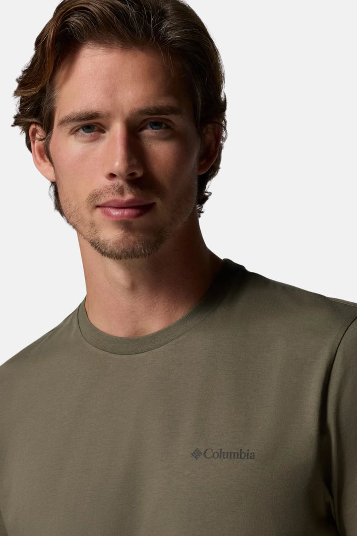 Stone-green Columbia CSC Basic T-Shirt, crew neck with small chest logo