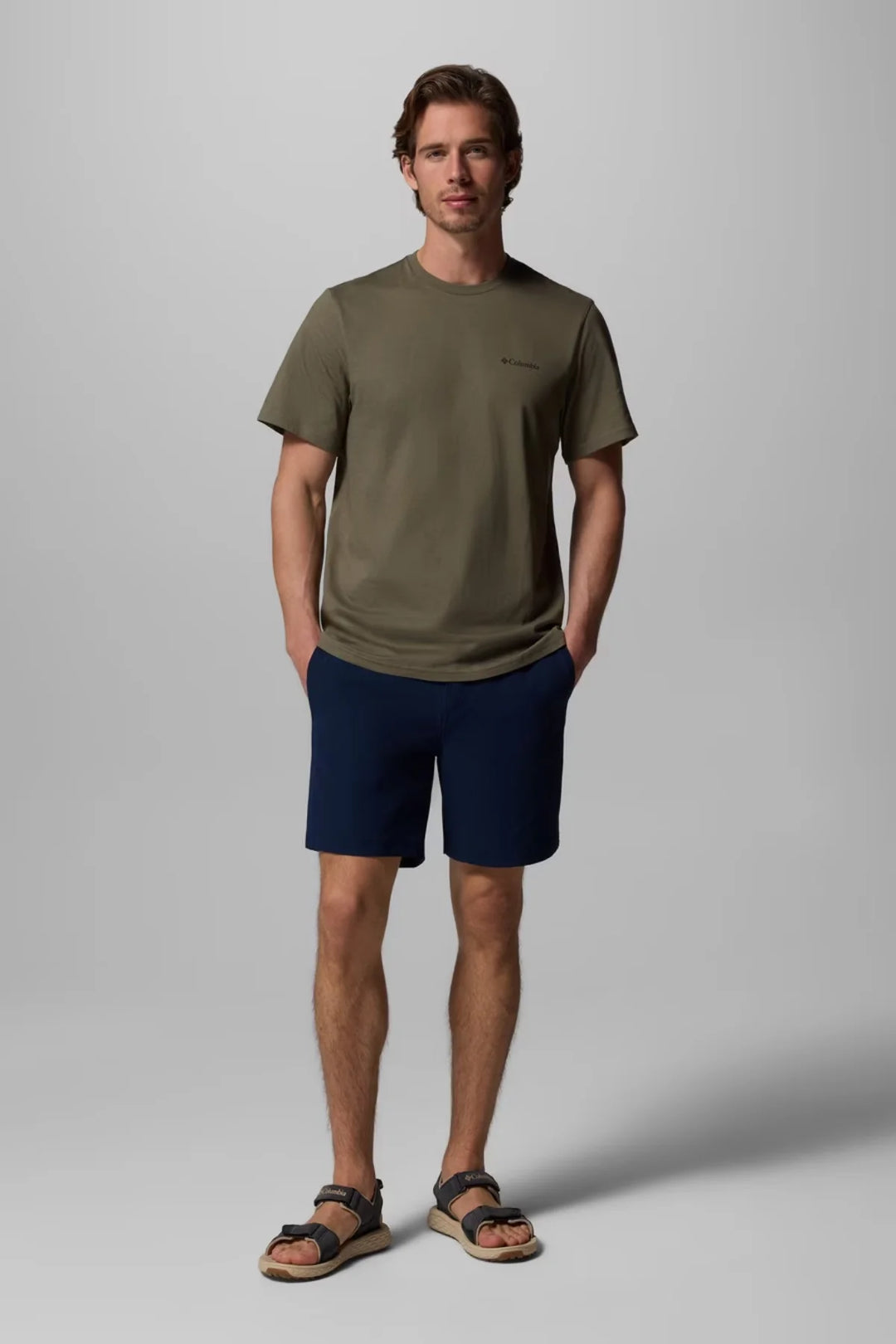 Stone-green Columbia CSC Basic T-Shirt, crew neck and short sleeves
