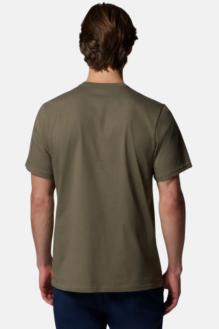 Stone-green Columbia CSC Basic T-Shirt, back view with crew neck and straight hem