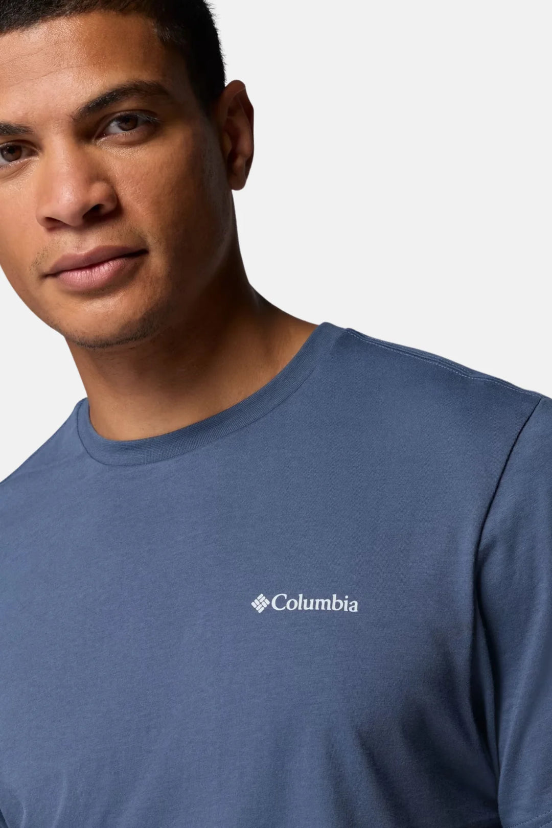 Men's blue graphic logo T-shirt, small chest Columbia logo