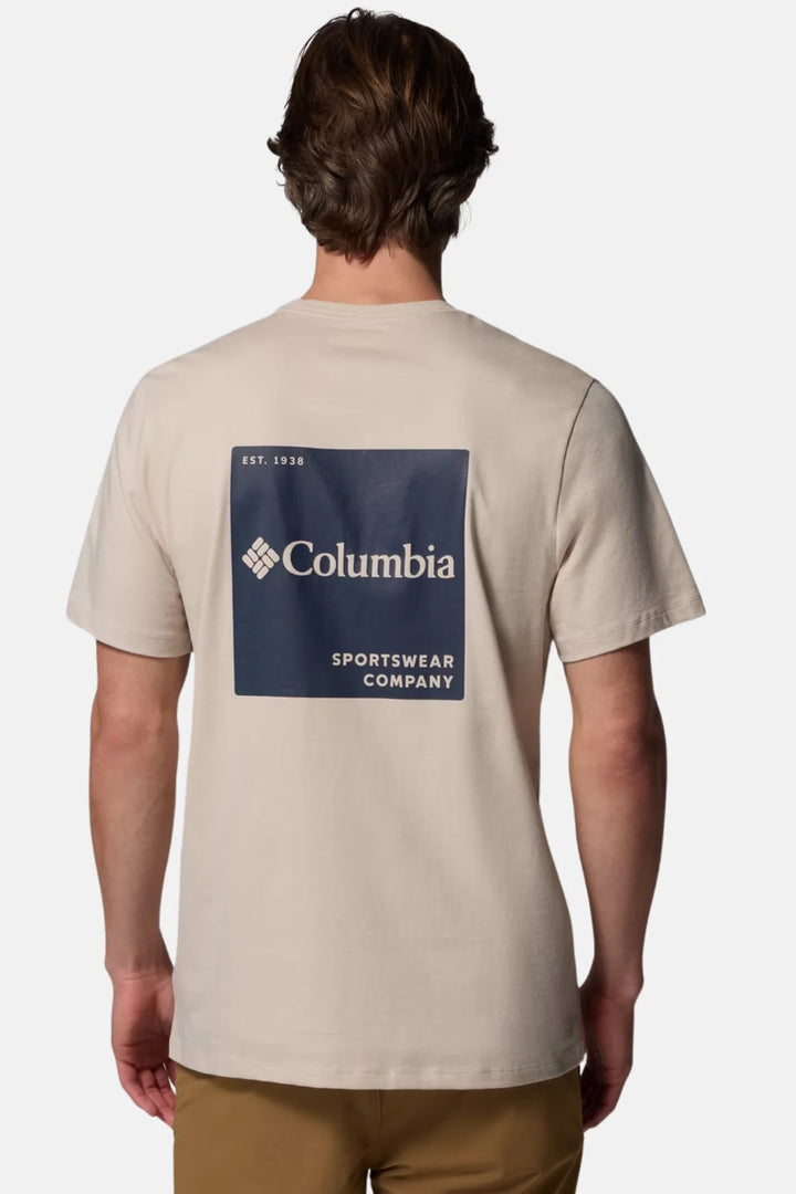 Men's graphic logo T-shirt, light stone, large Columbia back print