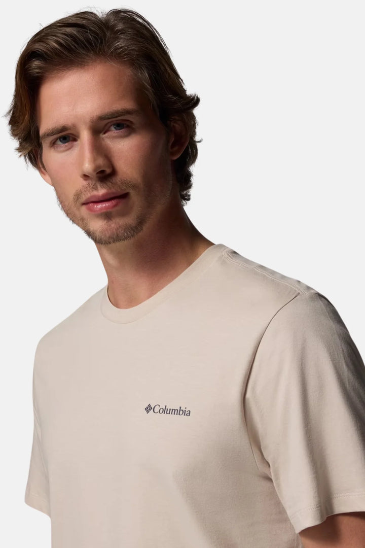 Men's graphic logo T-shirt, light stone, small Columbia chest logo
