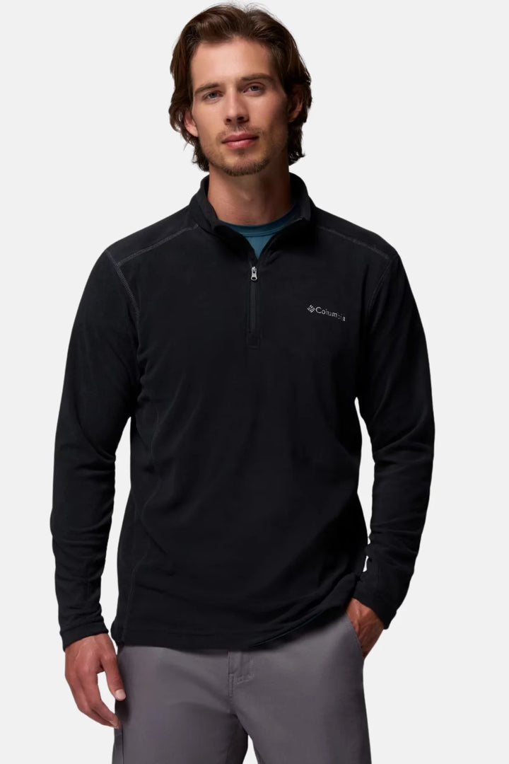 Black Columbia fleece half-zip top with stand collar