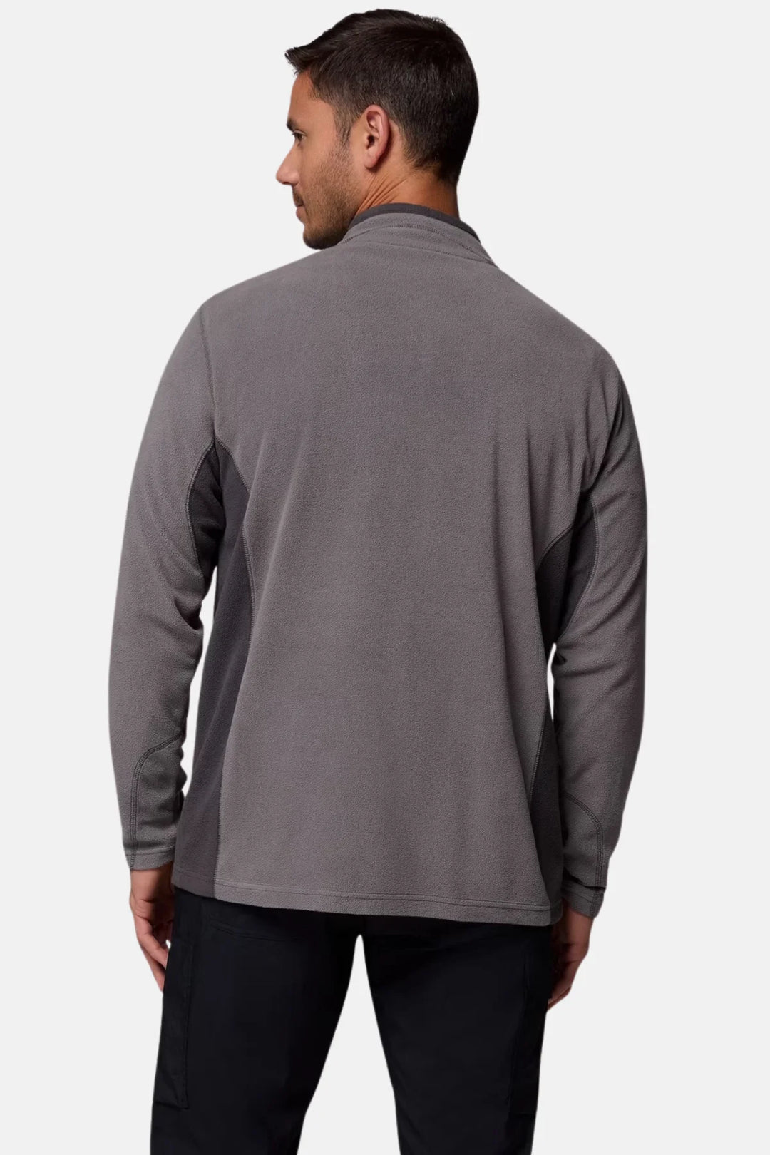 Columbia Klamath Range II half-zip fleece top in city grey, back view, long sleeves