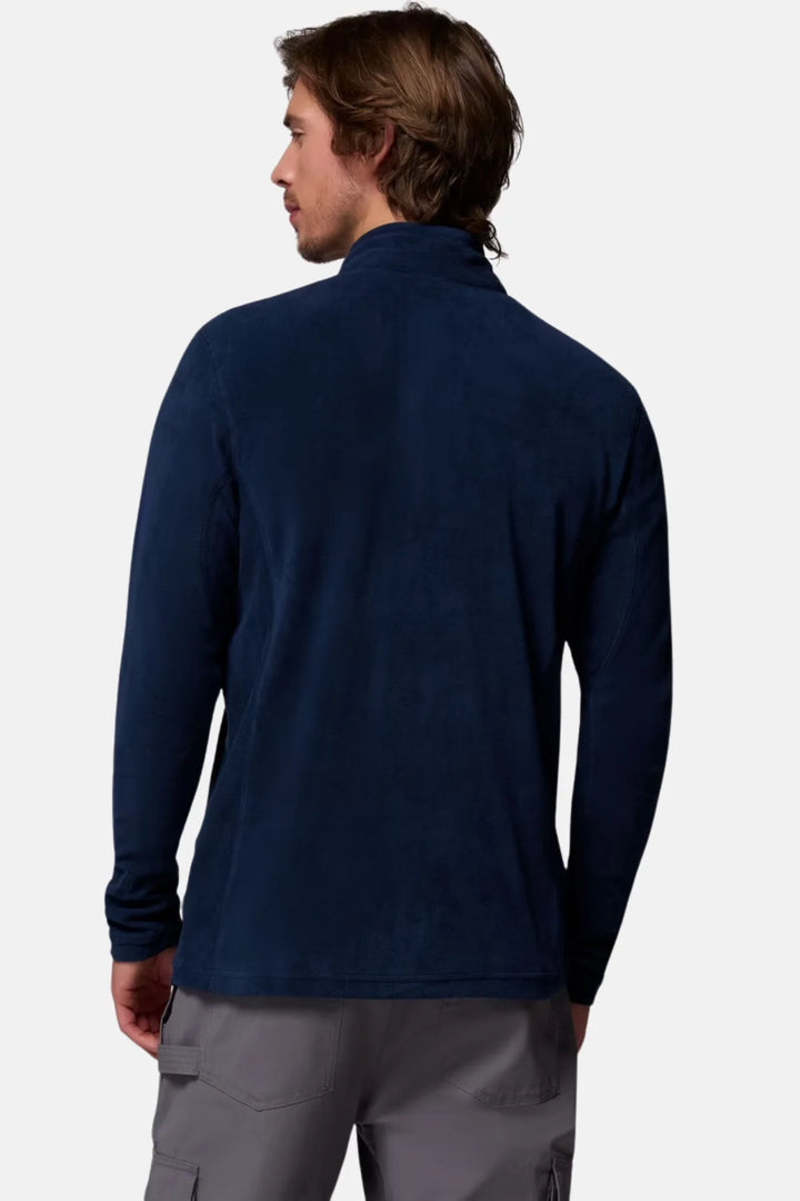 Navy half-zip fleece top rear view with long sleeves