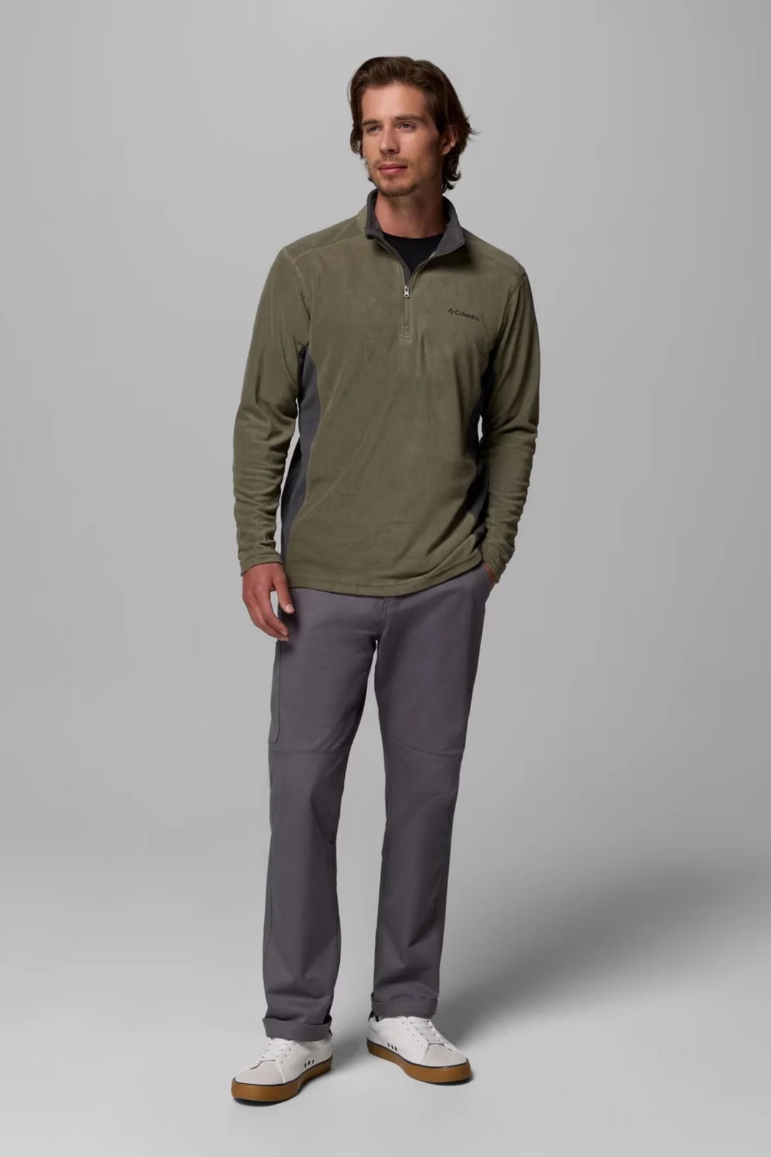 Columbia Klamath Range II half-zip fleece top, olive green, long sleeves