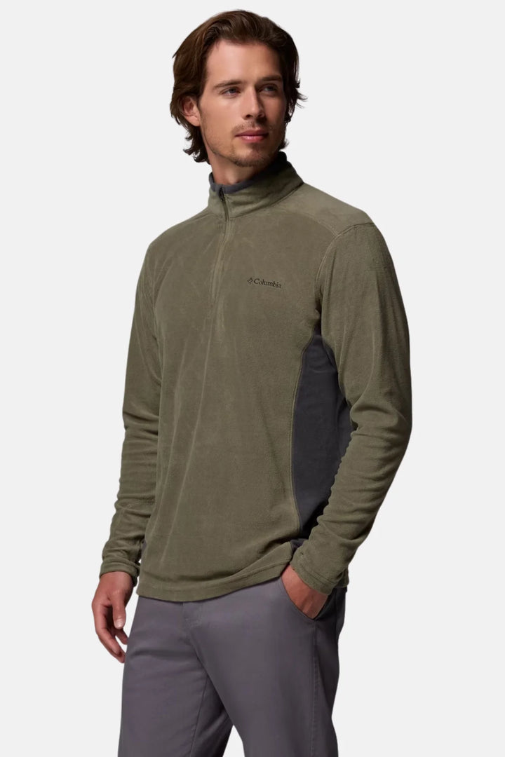 Columbia Klamath Range II half-zip fleece top, olive green, side contrast panels