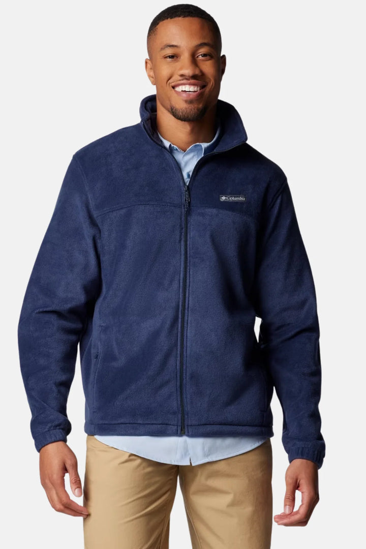 Columbia full-zip fleece jacket in collegiate navy, stand collar, front zip