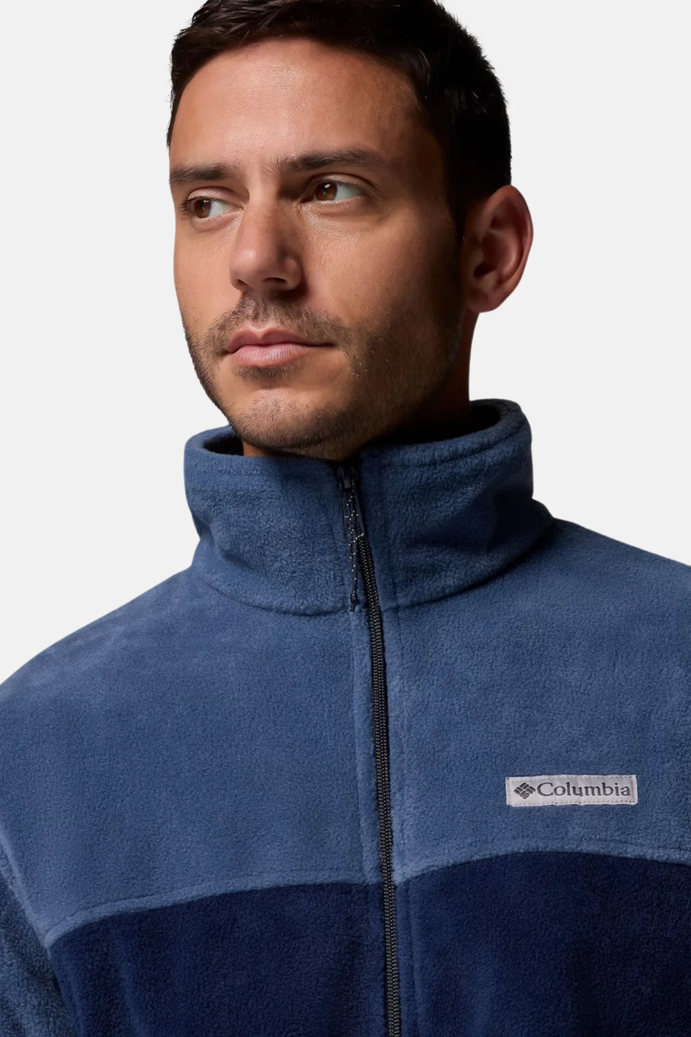 Men's fleece full-zip jacket, collegiate navy, high collar and zip front