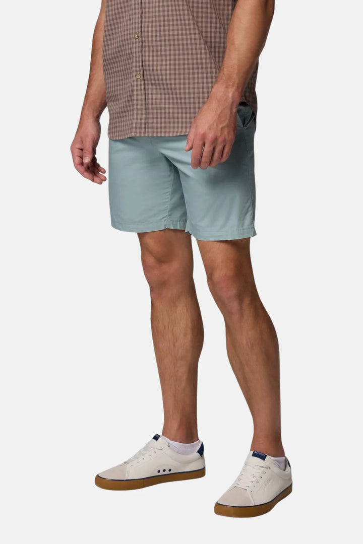 Men's light blue shorts with straight hem and front pockets