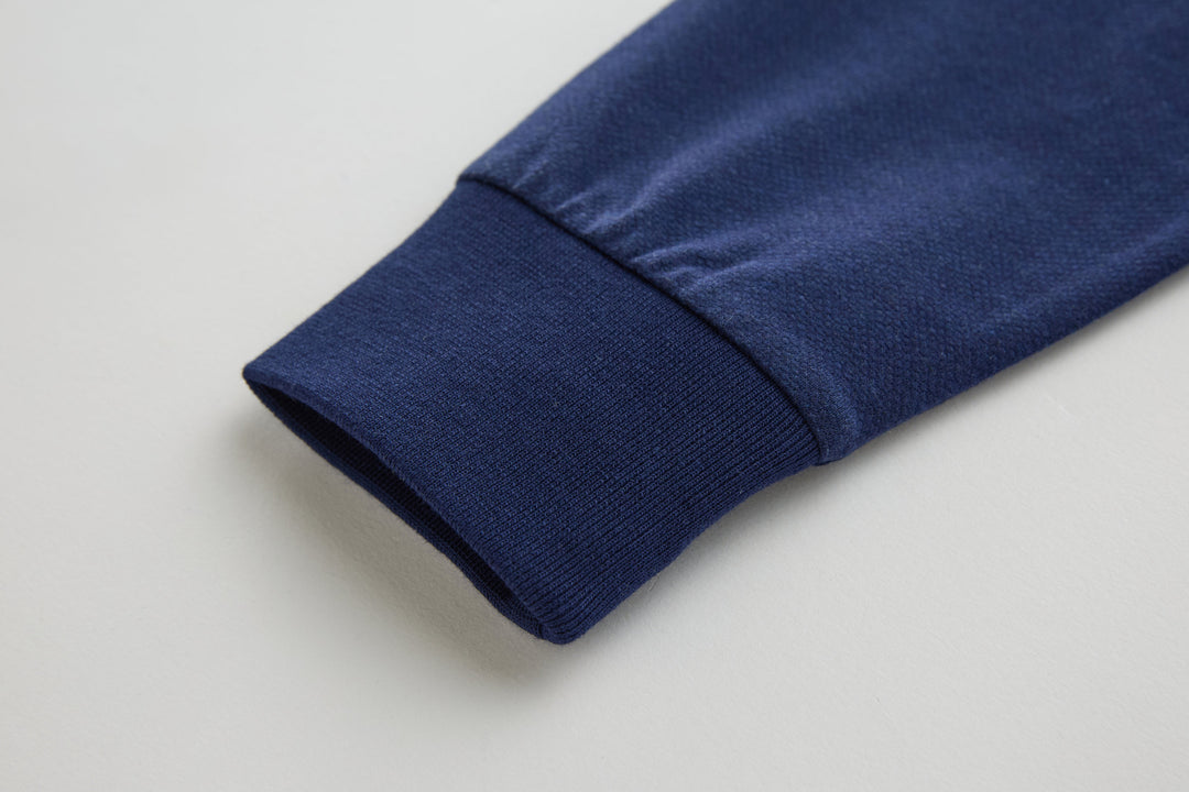 Dress blue long-sleeve polo shirt sleeve cuff with folded hem