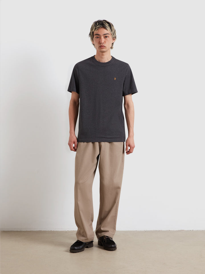 Men's Farah Danny T-shirt, washed black marl, crew neck, short sleeves, chest logo.