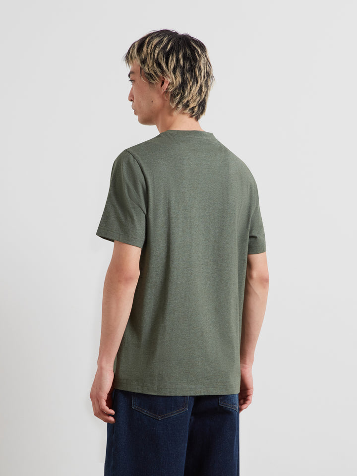 Farah Danny T-shirt in rosemary green marl, crew neck, short sleeves, back view