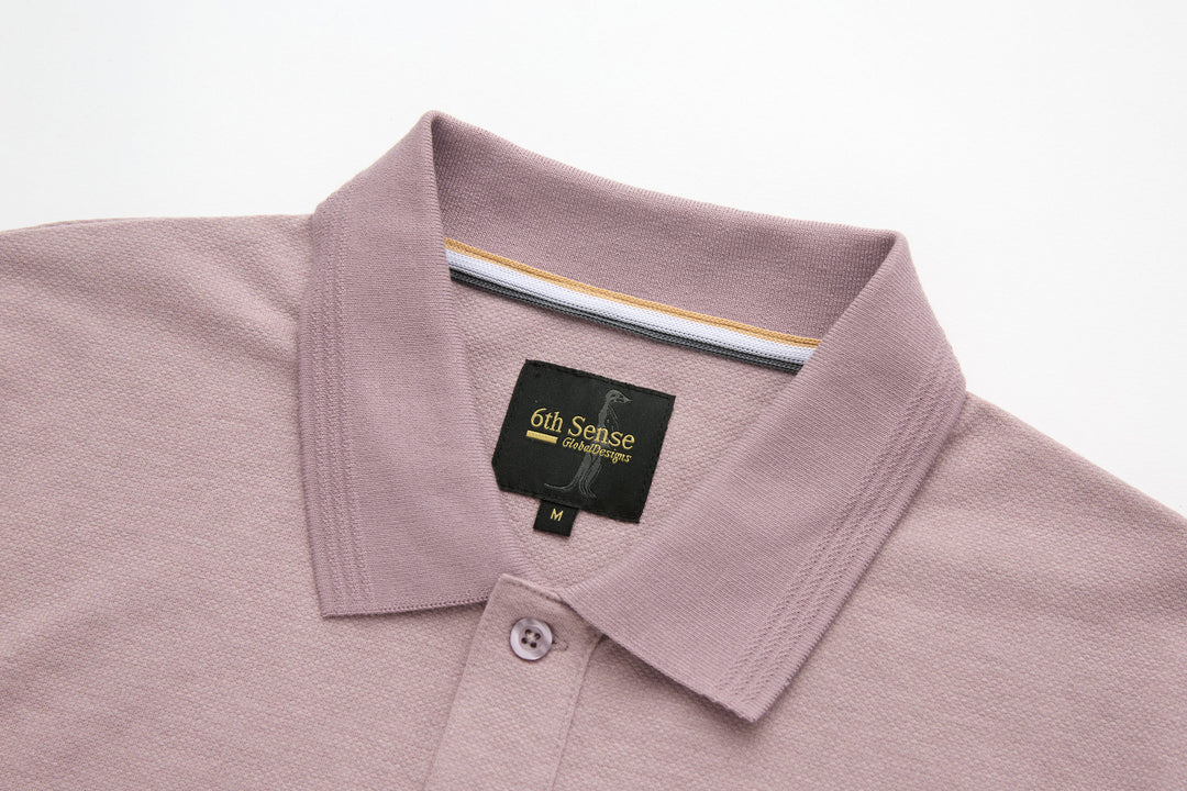 Woodrose polo shirt with spread collar and button placket, brand logo tag