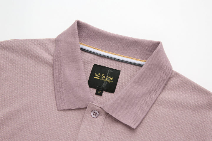 Woodrose polo shirt with spread collar and button placket, brand logo tag