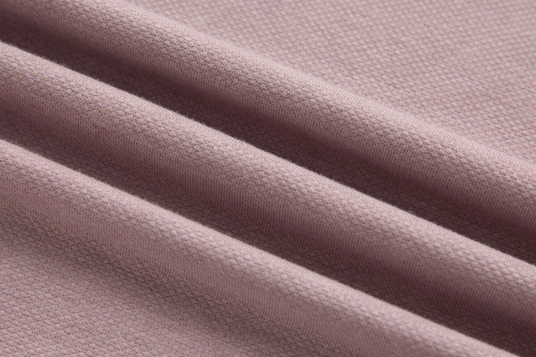 Woodrose polo shirt fabric texture close-up, short-sleeve knit weave