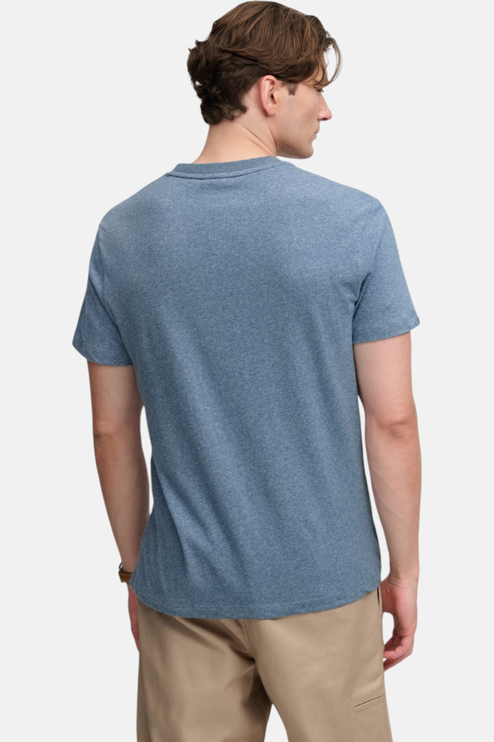 Blue marl crew-neck short-sleeve T-shirt, back view