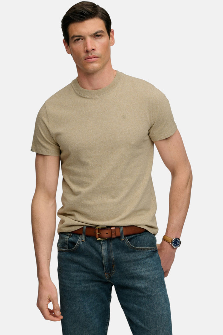 Men’s tan fleck marl essential T-shirt with crew neck and short sleeves