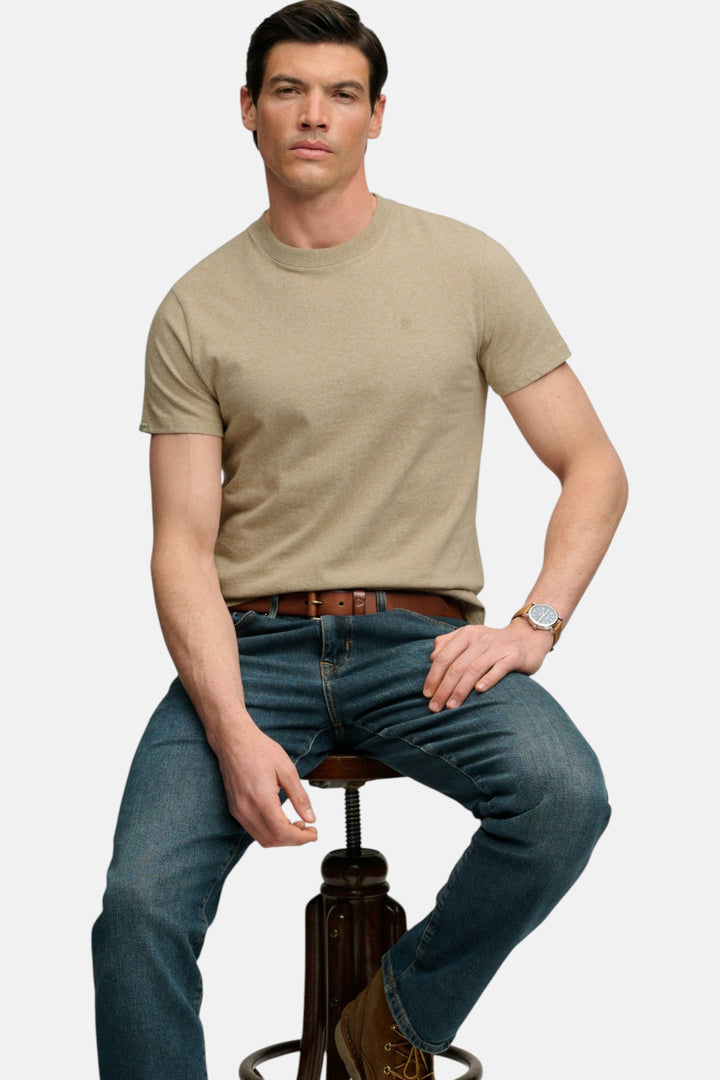 Men’s tan fleck marl essential T-shirt with crew neck and short sleeves