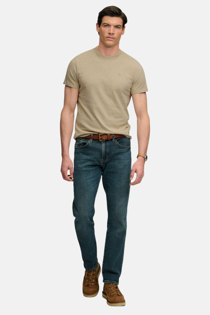 Men’s tan fleck marl essential T-shirt, crew neck, short sleeves