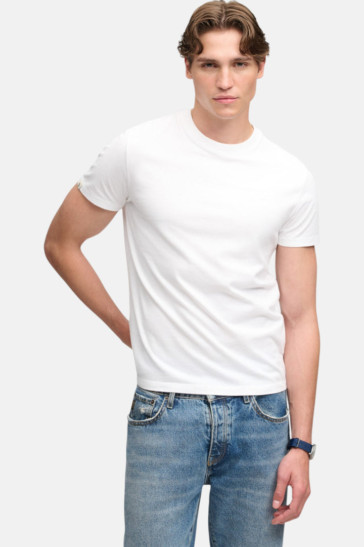 Men's white crew-neck Essential Serif T-shirt with short sleeves