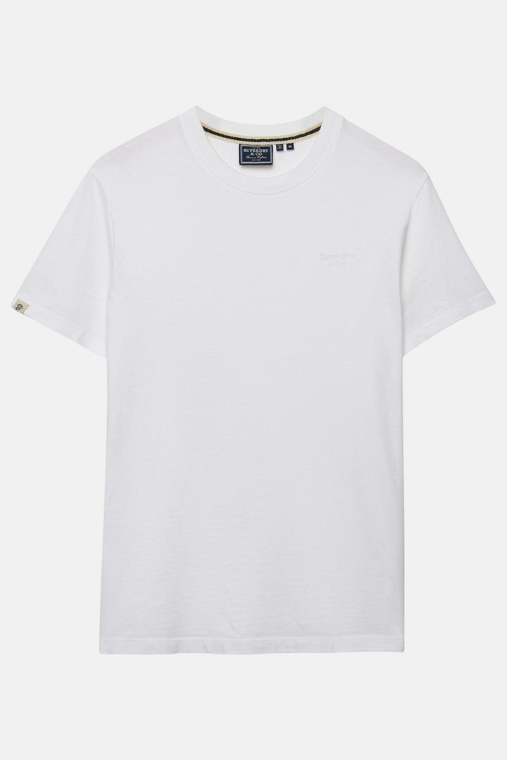 White crew-neck Essential Serif T-shirt, short sleeves, small chest print