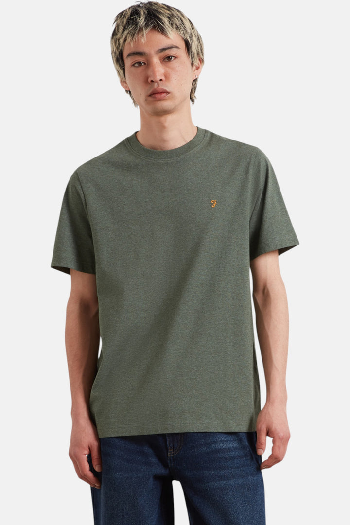 Men's green marl short-sleeve T-shirt with small chest logo