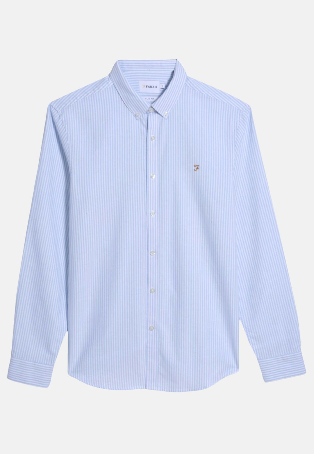 Men's Farah Brewer Oxford Shirt in Sky Blue Stripe