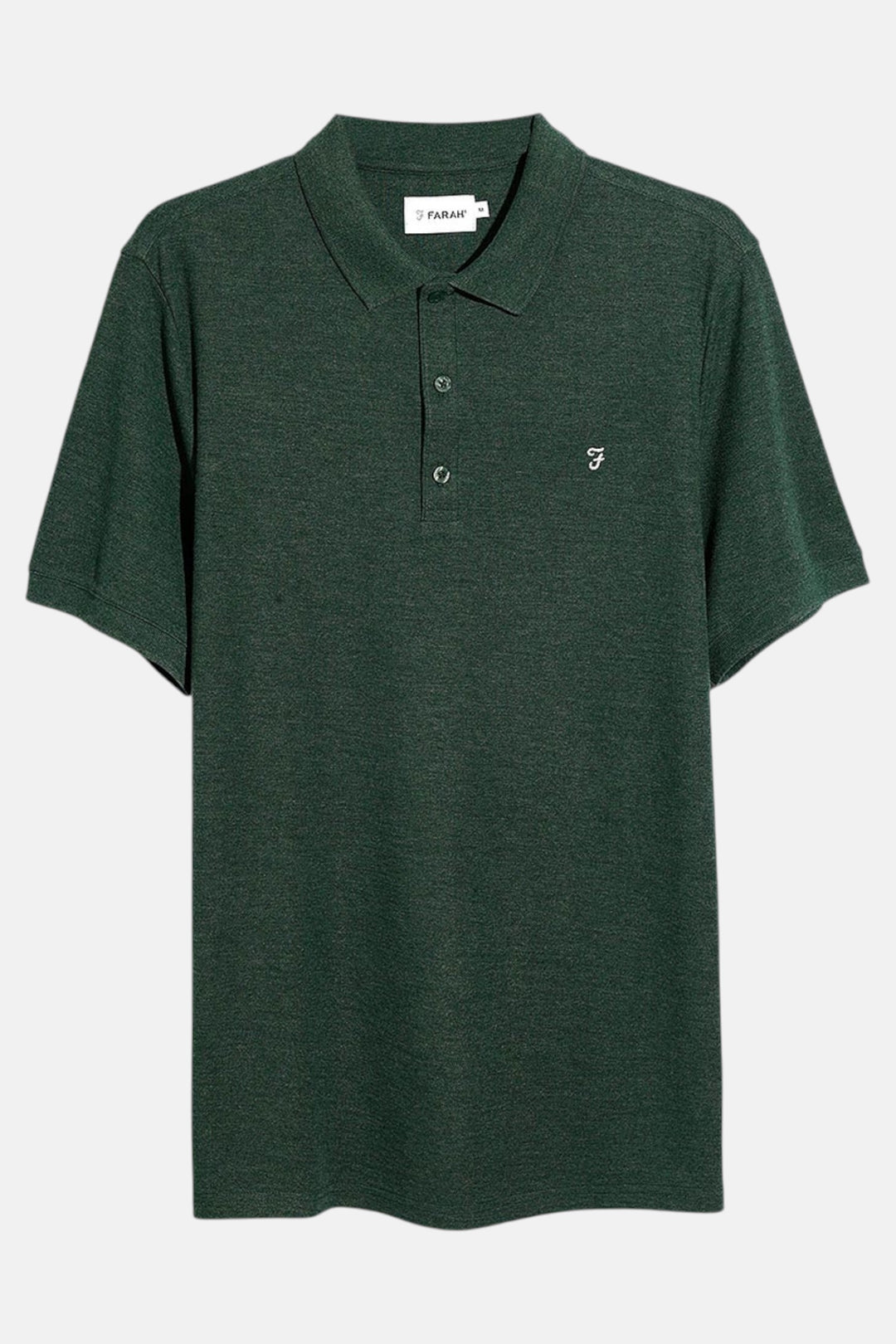 Farah Hudson pine marl polo shirt, short sleeves, button placket and collar