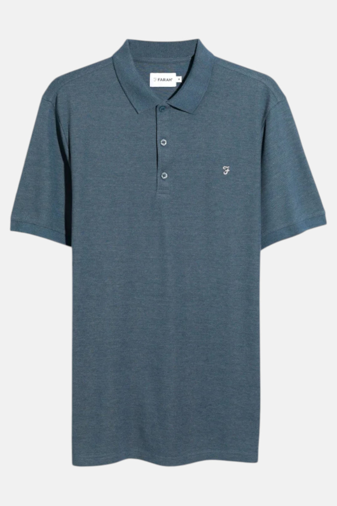 Farah Hudson polo shirt in prussian blue marl with button placket and chest logo