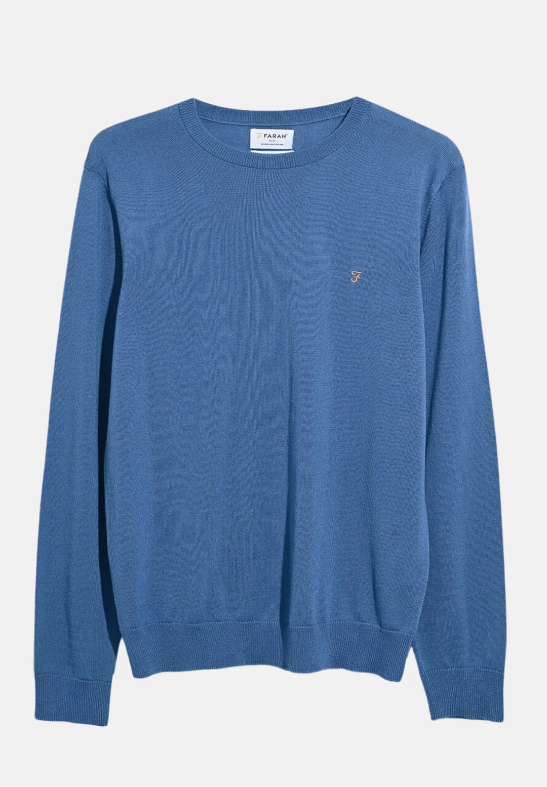 Farah Mullen Merino Wool crew neck Jumper Para Blue