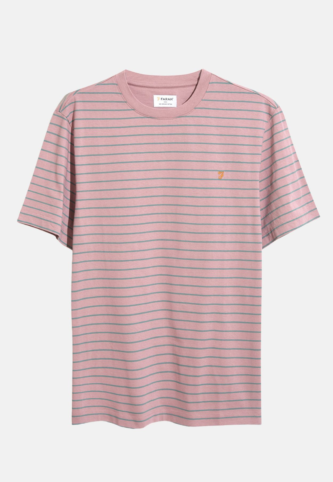 Men's Farah Oakland Bretton Stripe T-Shirt in Pink