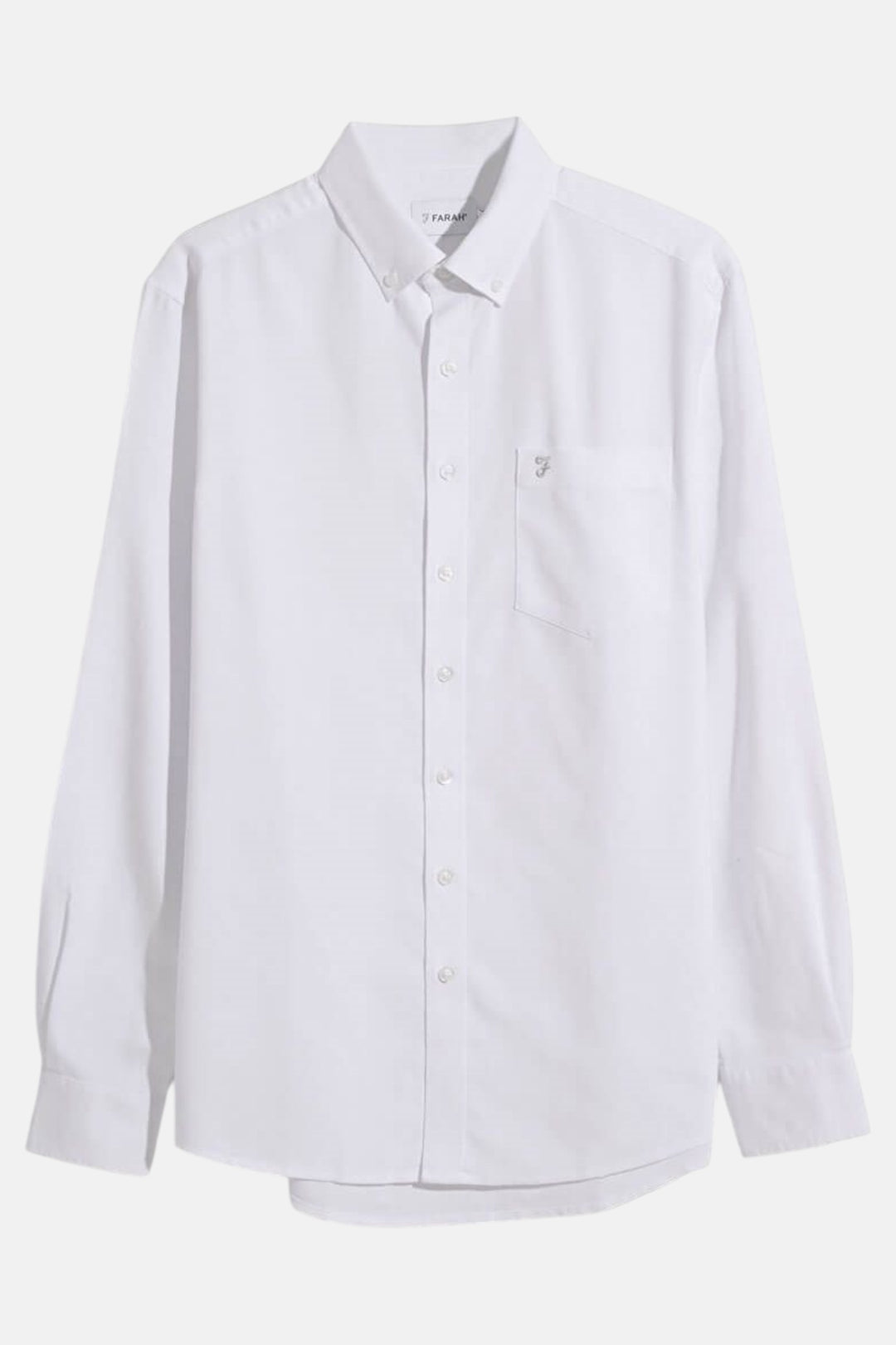 Farah Wilkins long-sleeve button-up shirt, white, with chest pocket