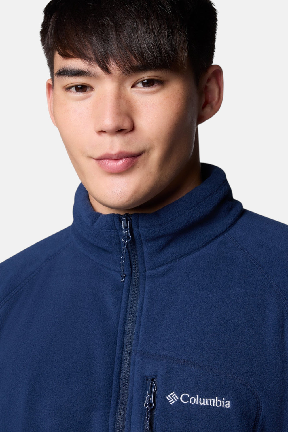 Columbia half-zip fleece pullover in collegiate navy, zip neck and chest logo