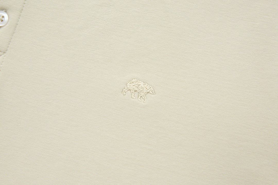 Bone denim top chest logo embroidery detail