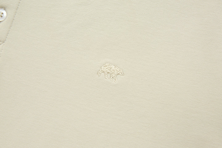 Bone denim top chest logo embroidery detail