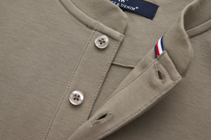 Cinder grandad top collar and two-button placket with chest pocket