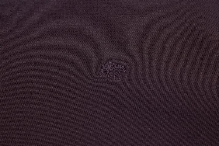 Raisin grandad-style top with small embroidered chest logo detail