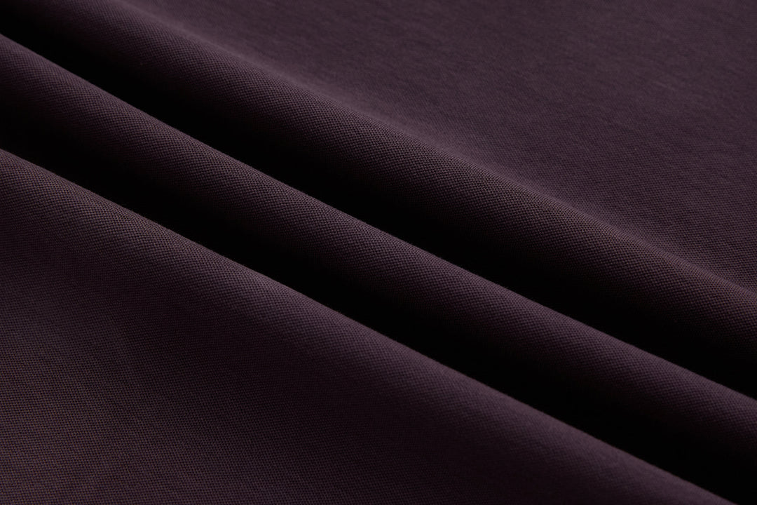 Rivet & Denim grandad-style top fabric in raisin purple, smooth knit texture