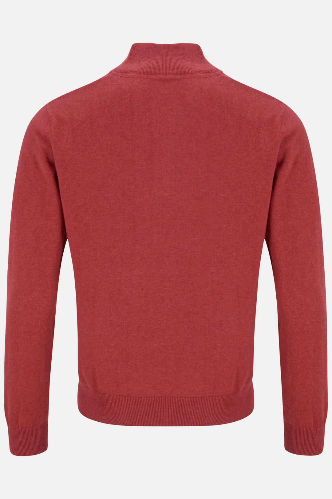 Coral 1/4-zip jumper with ribbed hem and back view