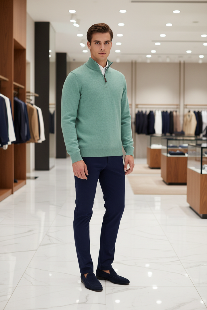 Gilded Gentlemen 1/4-zip Jumper | Harold | Peppermint