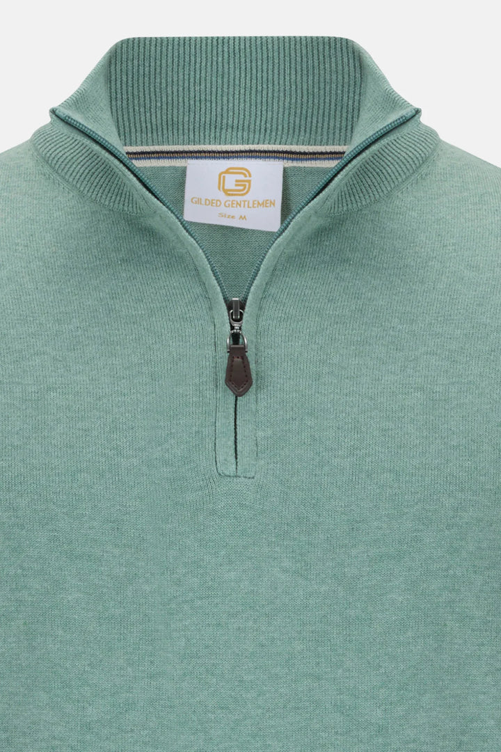 Gilded Gentlemen 1/4-zip Jumper | Harold | Peppermint