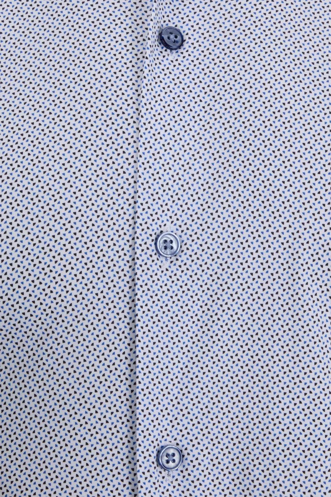 Light blue dress shirt close-up of button placket and round buttons