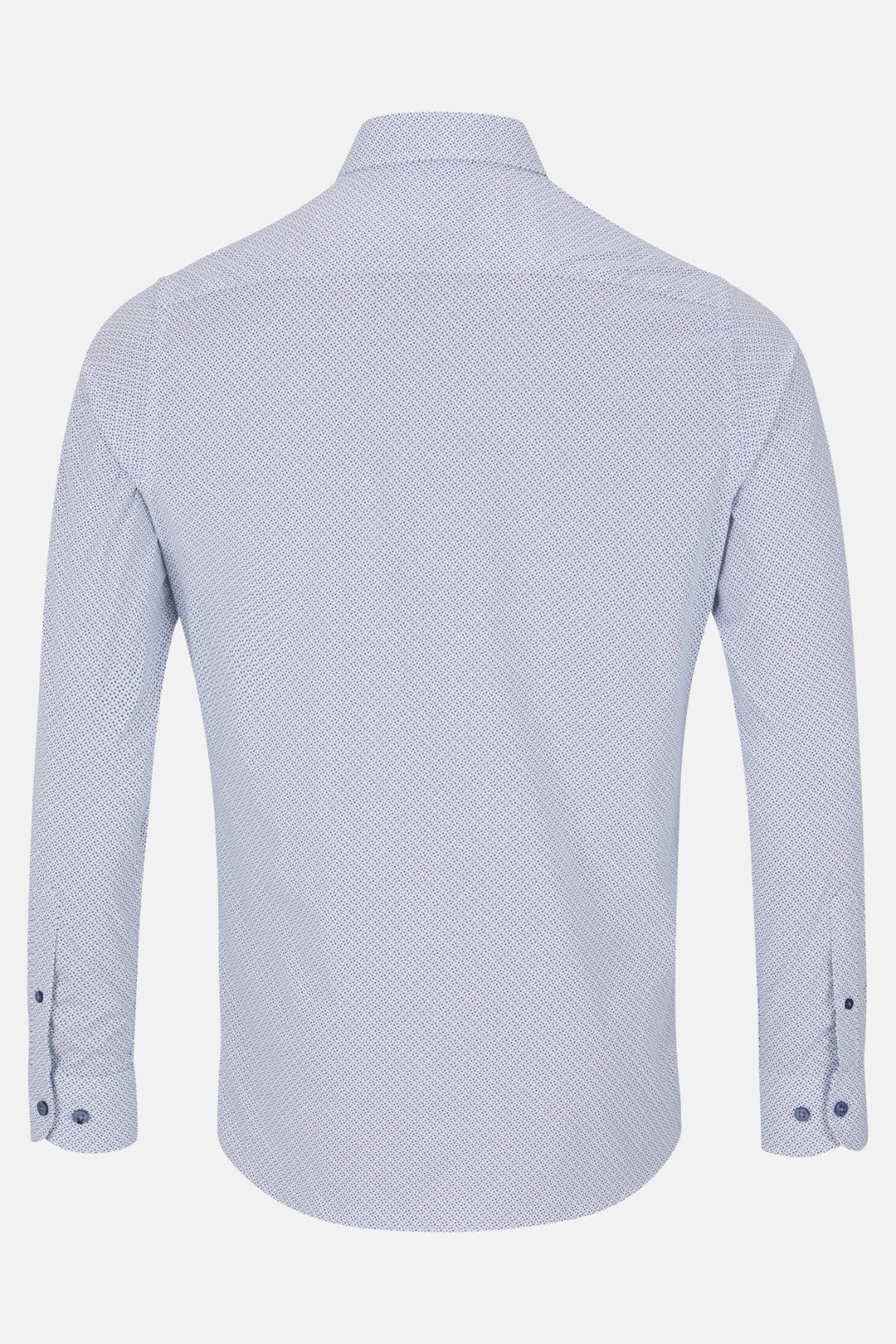 Light blue dress shirt back view with buttoned cuffs