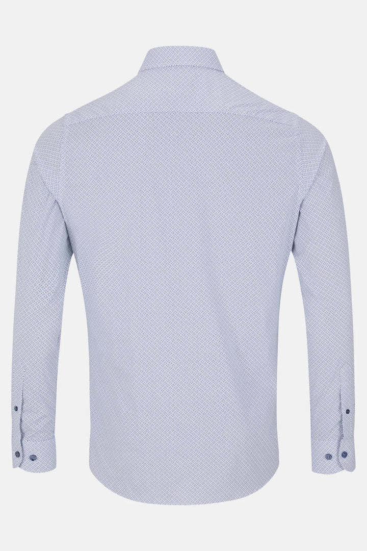 Light blue dress shirt back view with buttoned cuffs