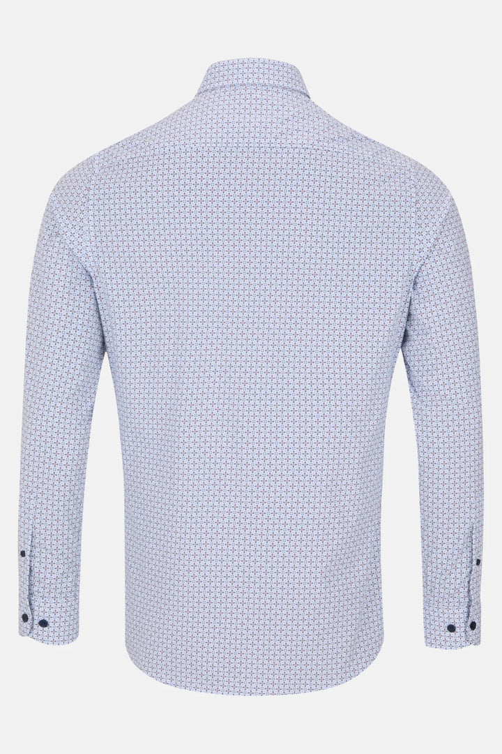 Light blue patterned dress shirt, long sleeves, plain back