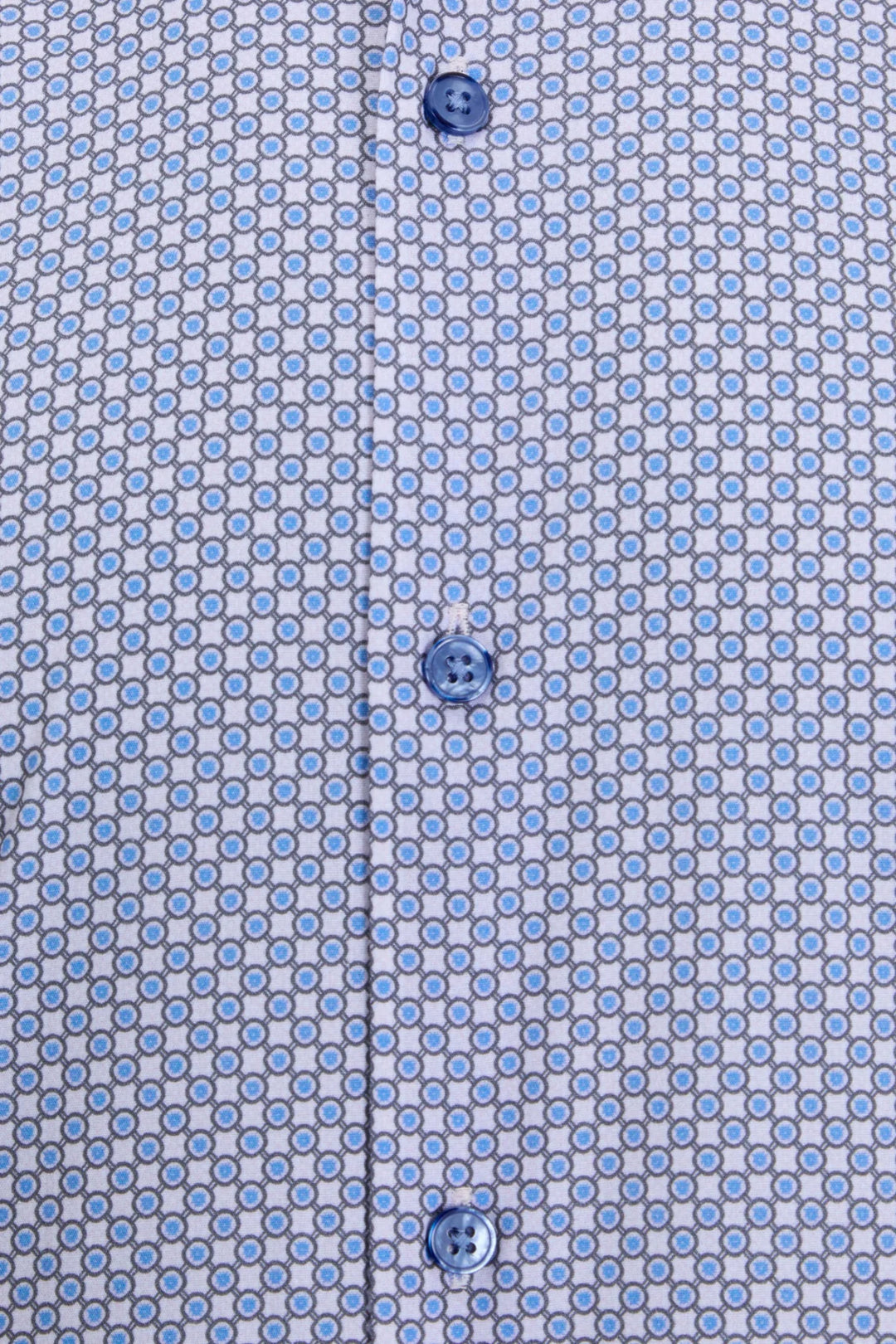 Gilded Gentlemen short-sleeve shirt close-up, light blue patterned placket and buttons